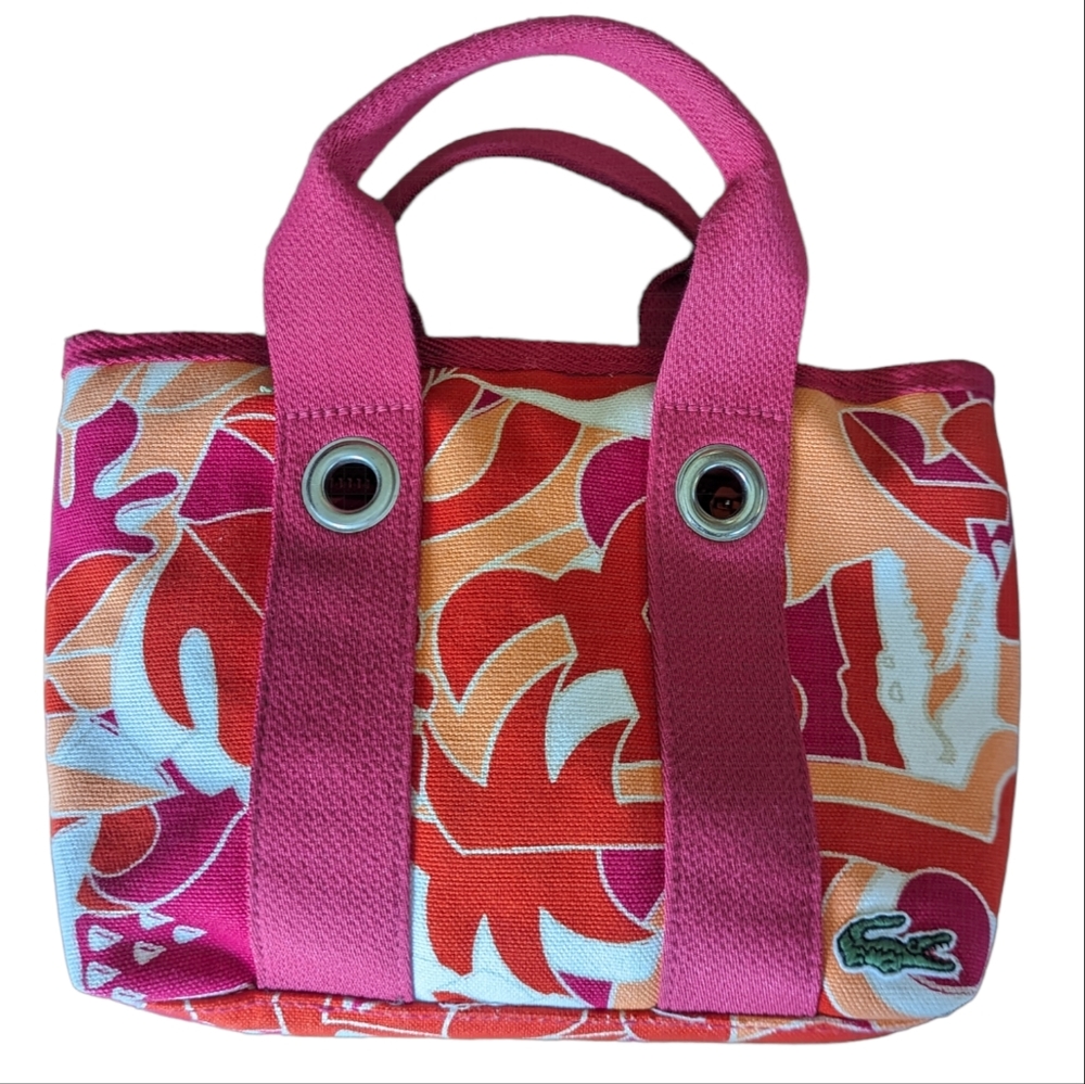 Lacoste small canvas floral tote